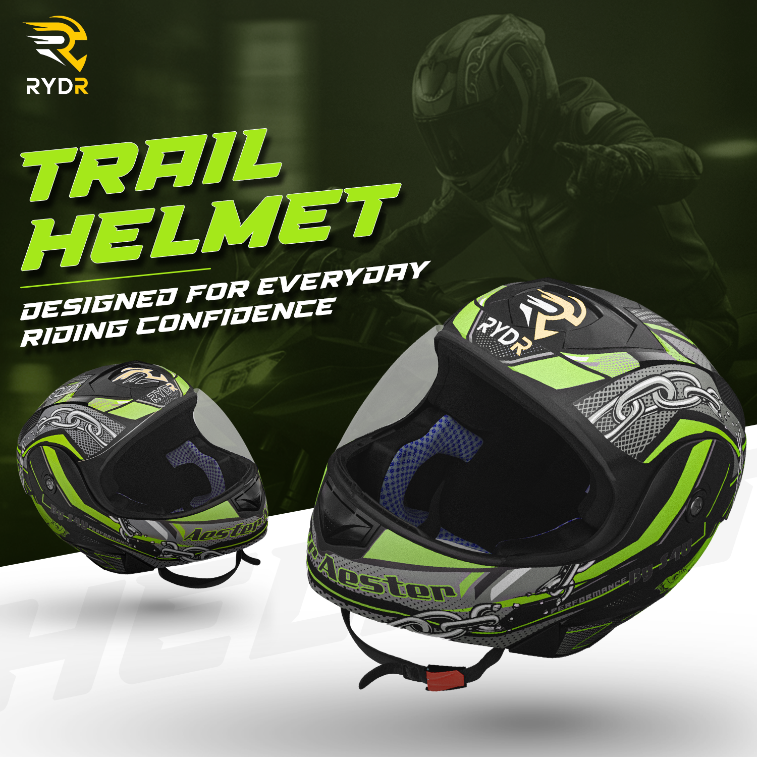 Rydr Aster Crust Dx - Black / Green Graphics