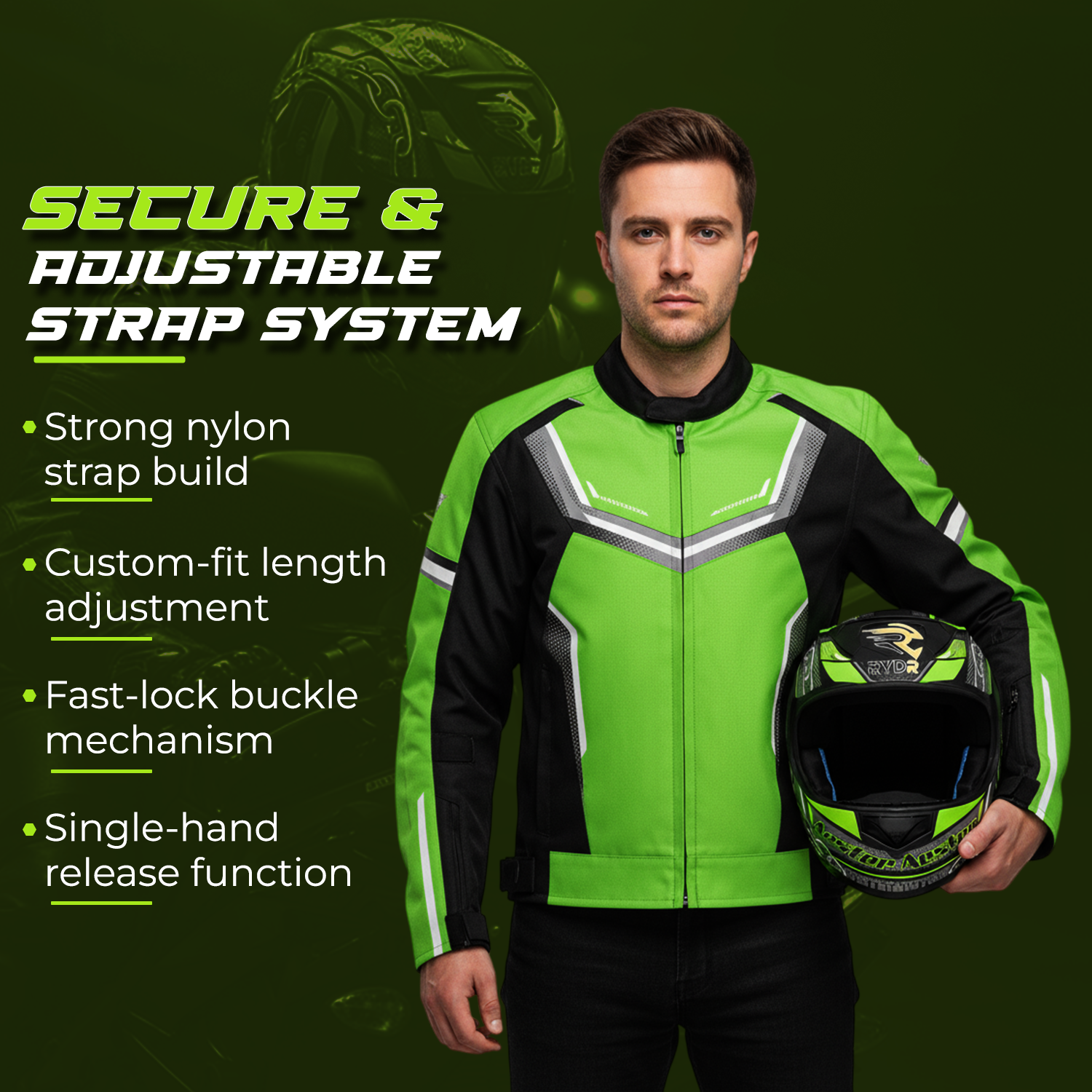 Rydr AC Dx - FLIP UP  Black / Green Graphics