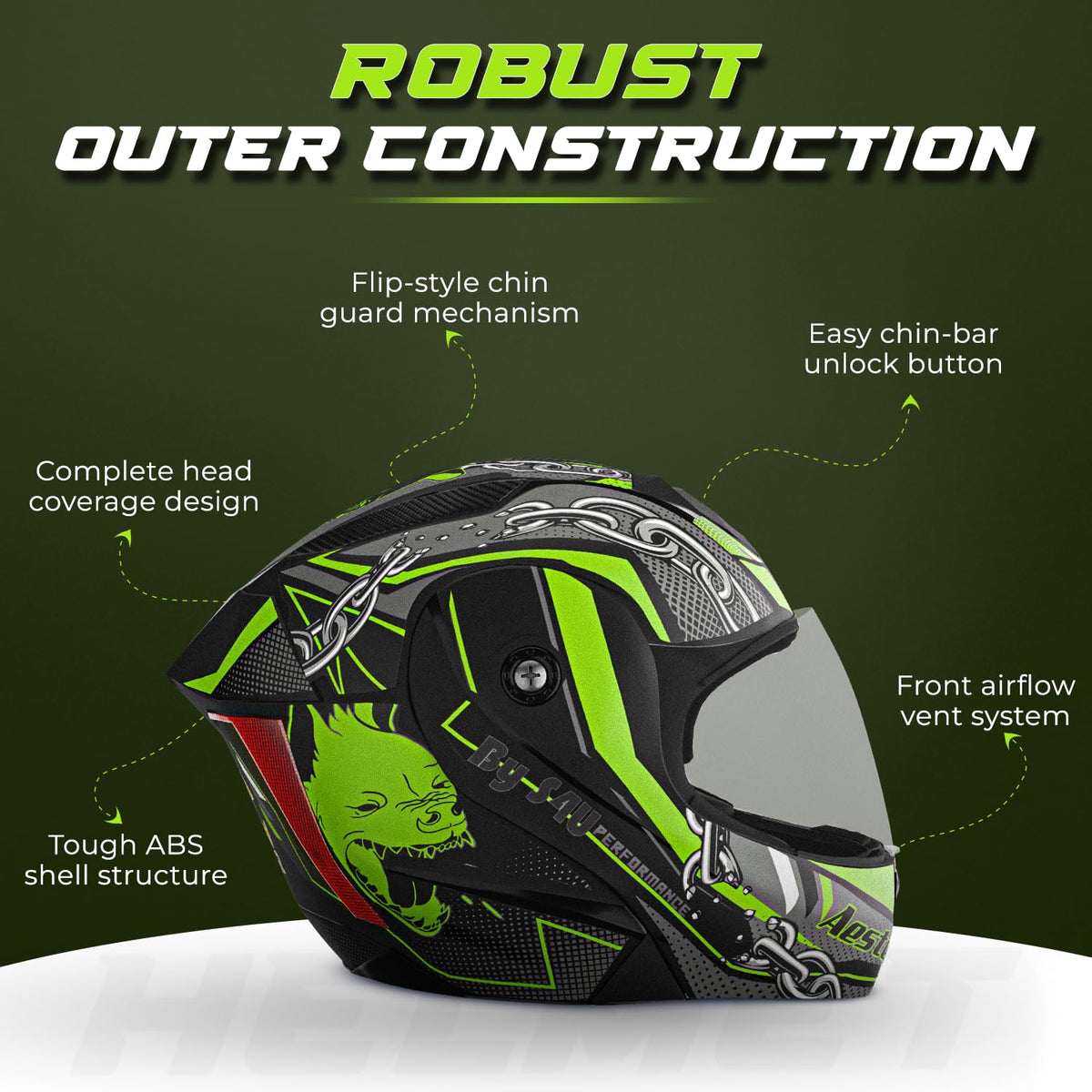 Rydr AC Dx - FLIP UP Black / Green Graphics