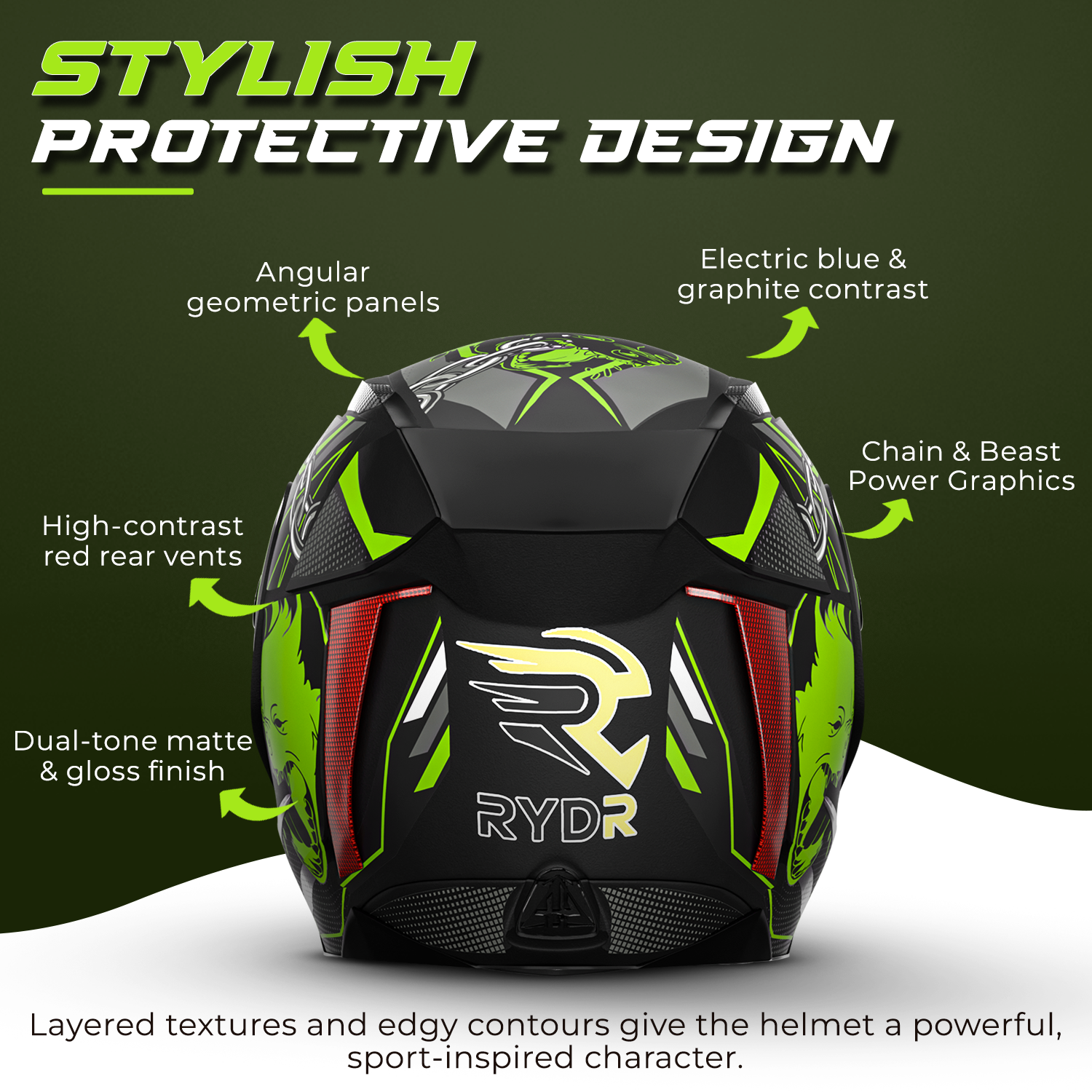 Rydr Aster Crust Dx - Black / Green Graphics