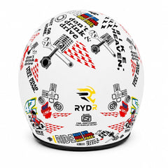 RYDR A Doodle White Graphic Half-Face Helmet for Men & Women